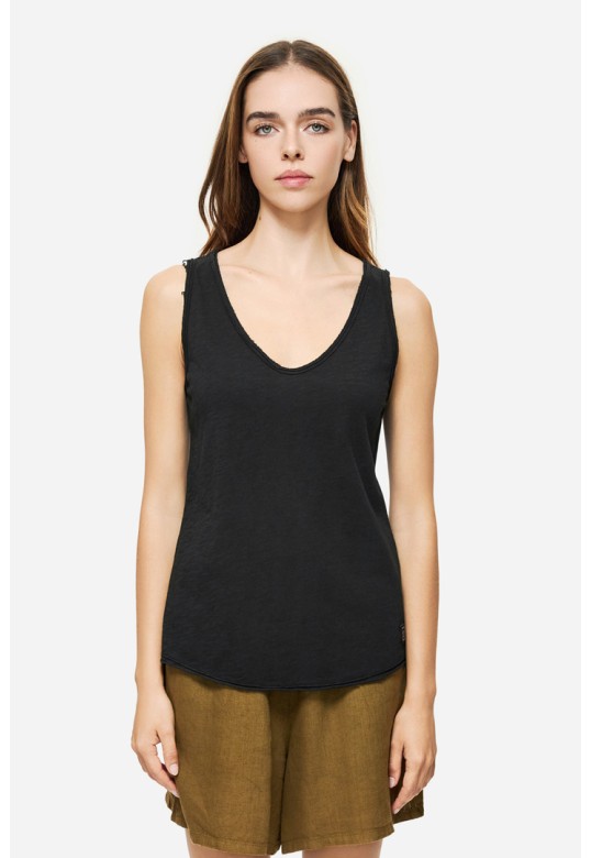 Tank Top with V Neckline Black