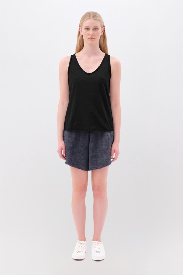Tank Top with V Neckline Black