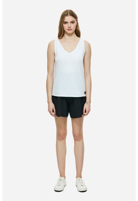 Tank Top with V Neckline White