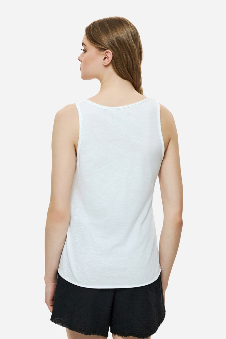 Tank Top with V Neckline White