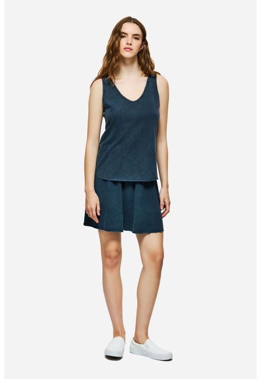 Tank Top with V Neckline Vintage Blue