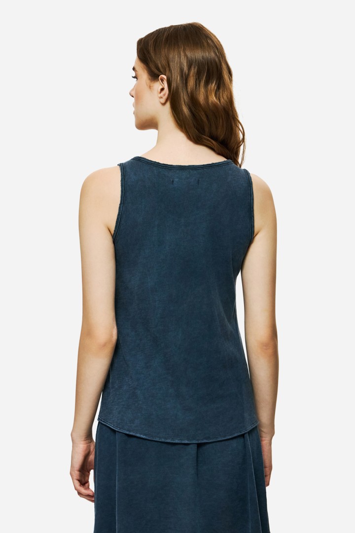 Tank Top with V Neckline Vintage Blue