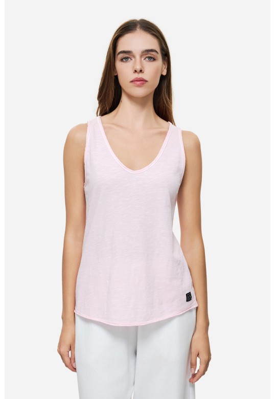 Tank Top with V Neckline Bubblegum