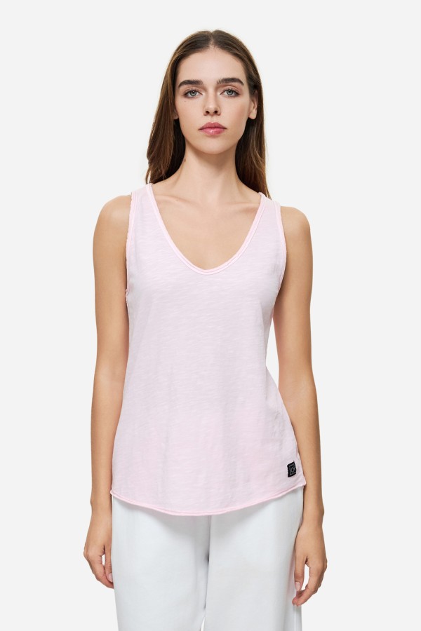 Tank Top with V Neckline Bubblegum