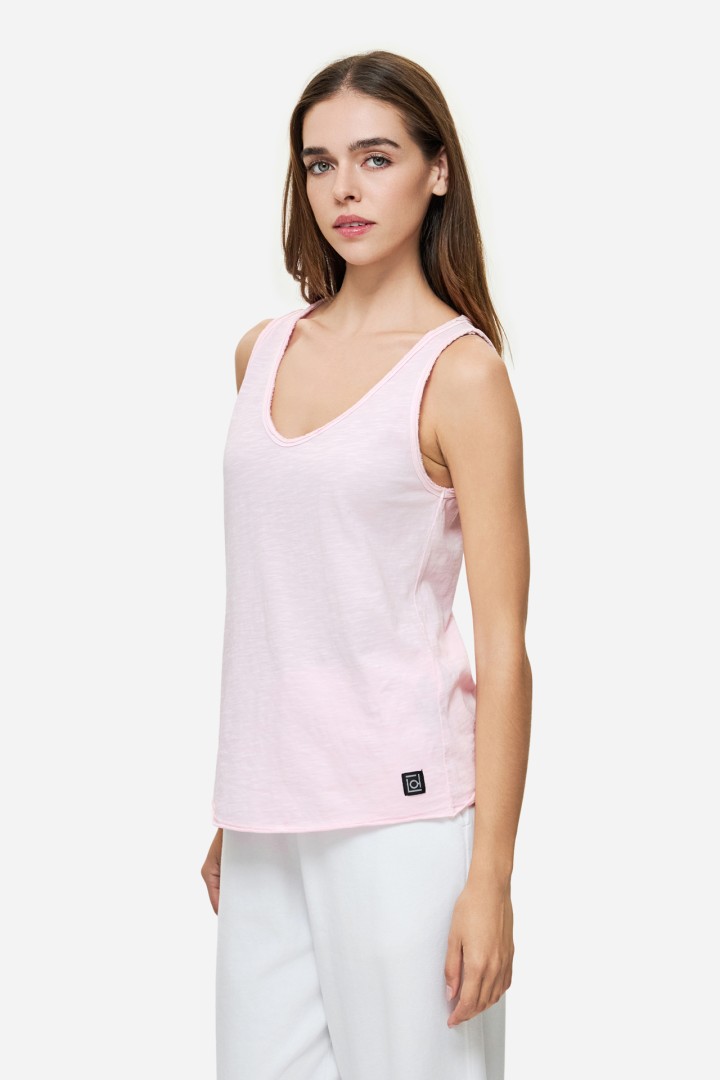Tank Top with V Neckline Bubblegum