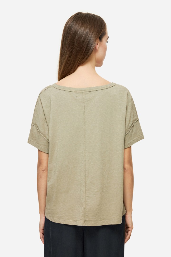 Oversized T-Shirt With V Neckline Taupe