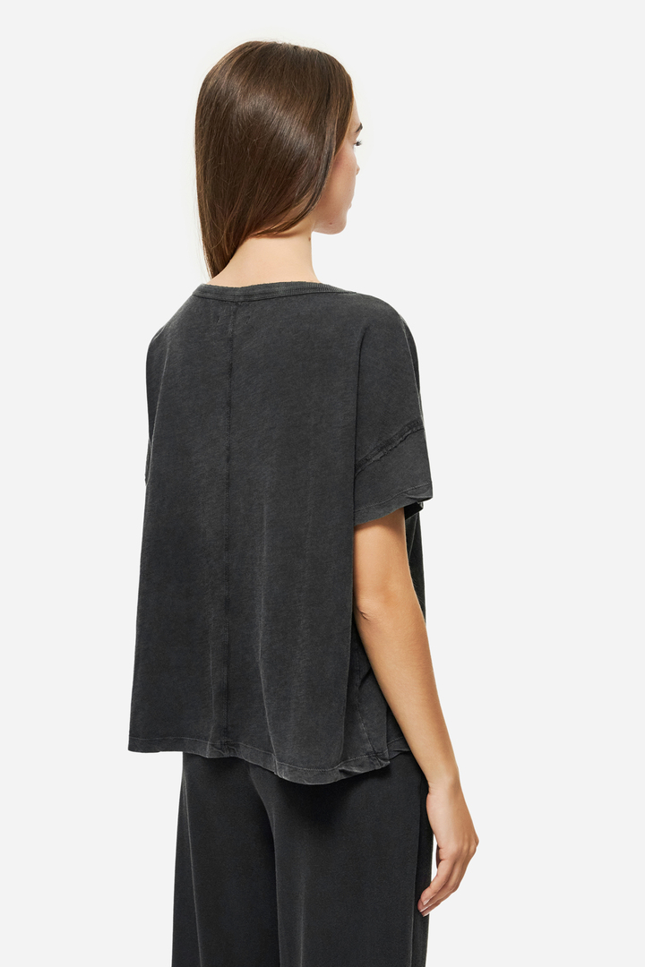 Oversized T-Shirt With V Neckline Vintage Black