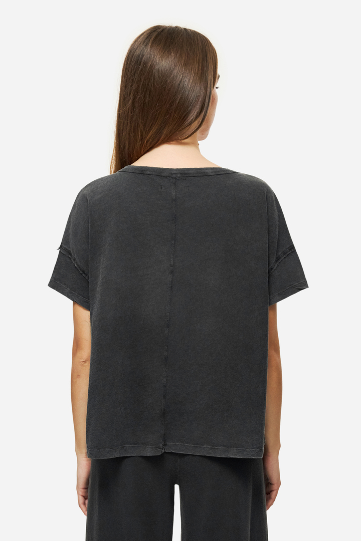 Oversized T-Shirt With V Neckline Vintage Black