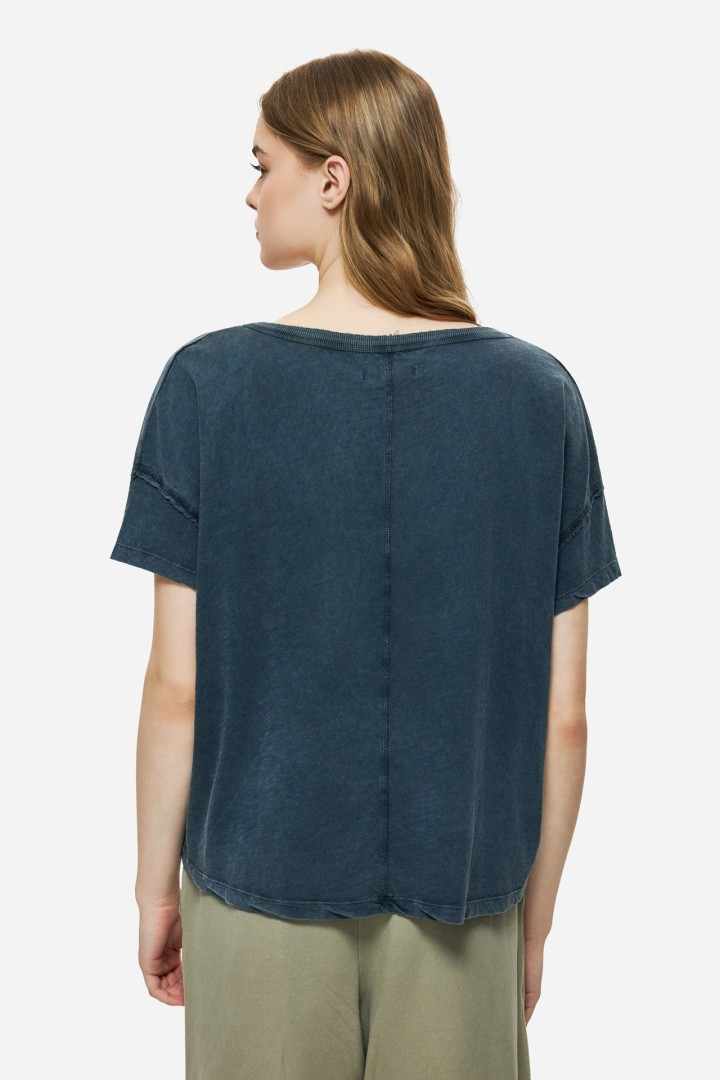 Oversized T-Shirt With V Neckline Vintage Blue