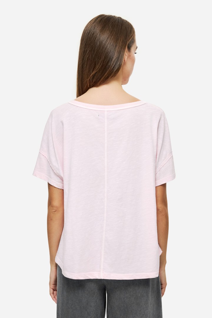 Oversized T-Shirt With V Neckline Bubblegum