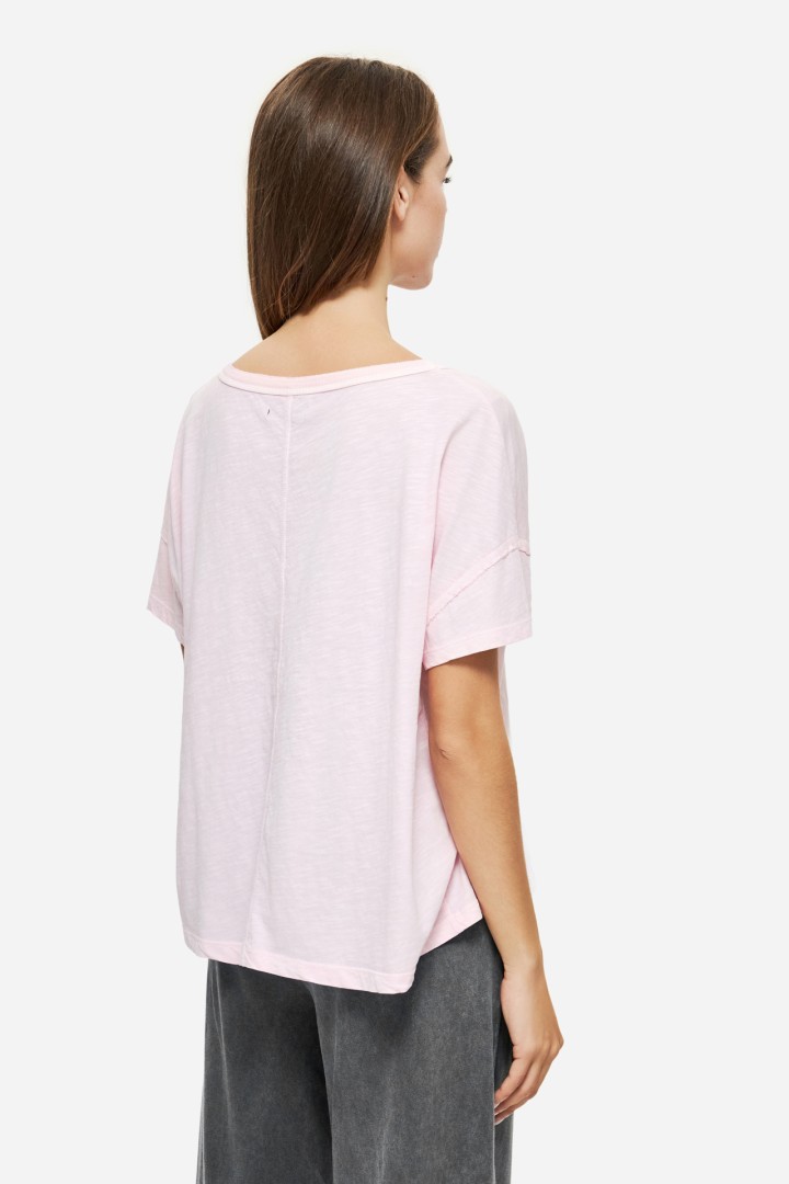 Oversized T-Shirt With V Neckline Bubblegum