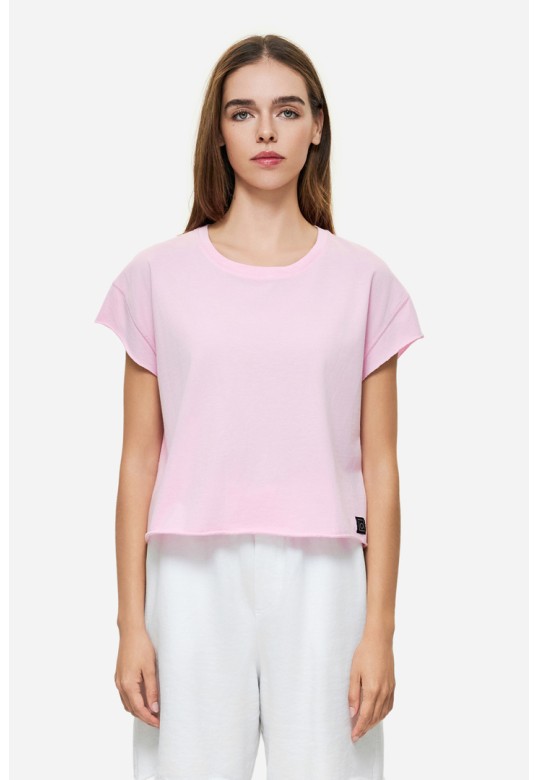 RAW EDGES T-SHIRT BUBBLEGUM