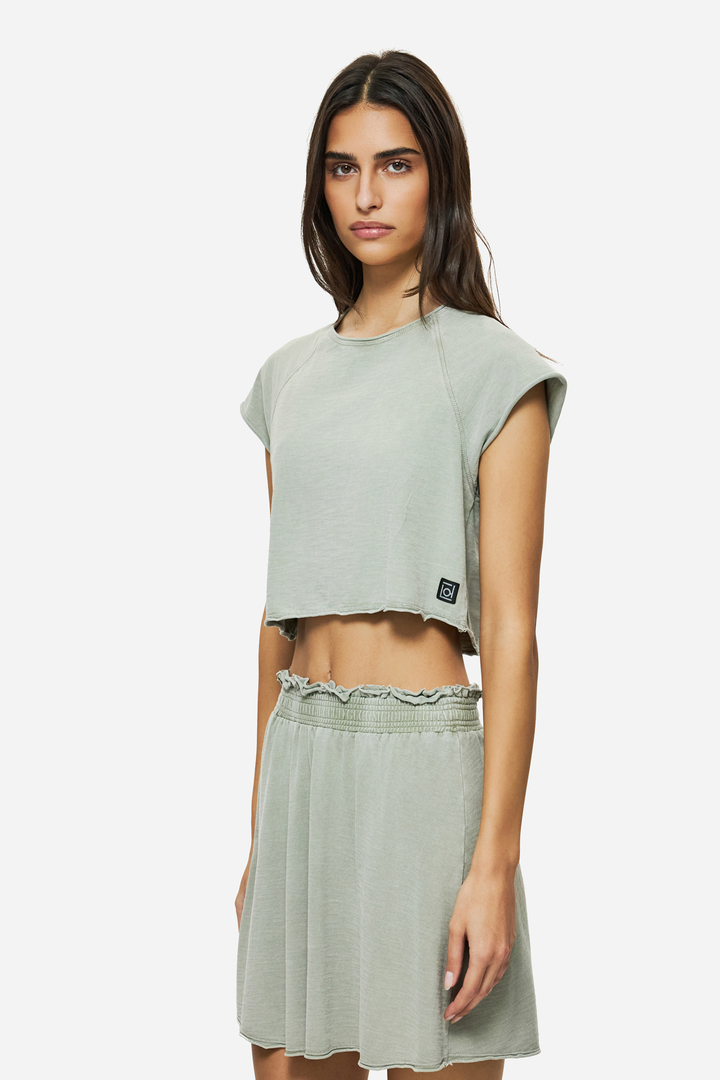 CROPPED SLUB T-SHIRT VINTAGE GREIGE