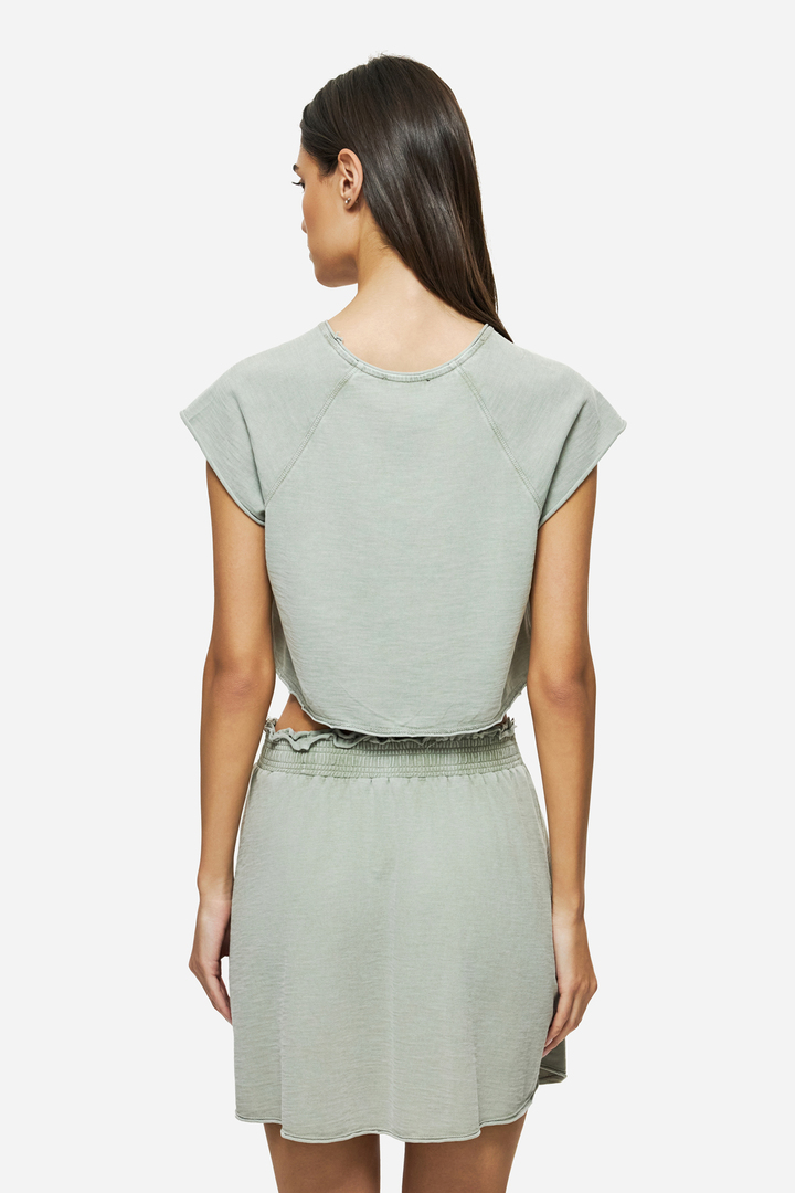 CROPPED SLUB T-SHIRT VINTAGE GREIGE