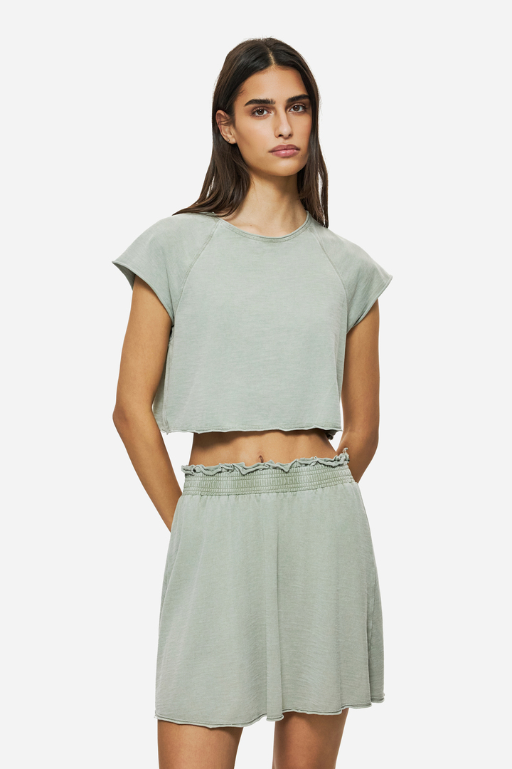 CROPPED SLUB T-SHIRT VINTAGE GREIGE