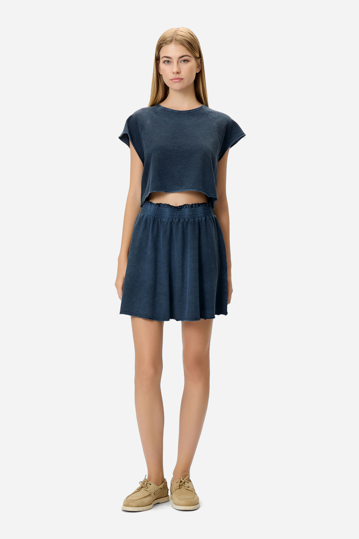 CROPPED SLUB T-SHIRT VINTAGE BLUE