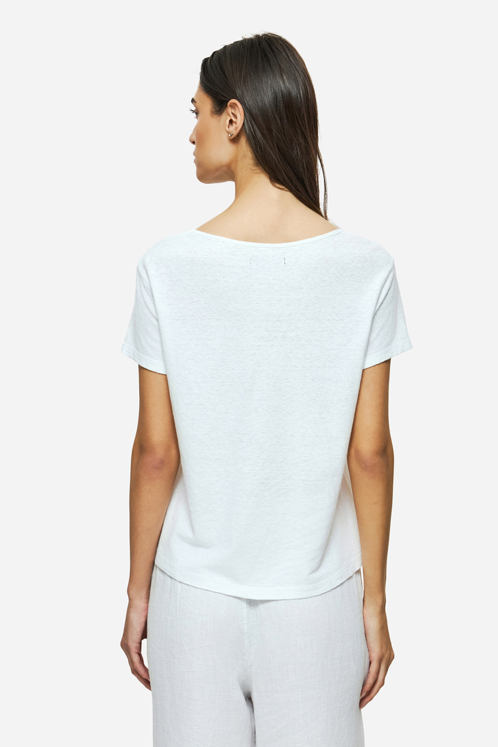 V-NECK LINEN BLEND T-SHIRT WHITE