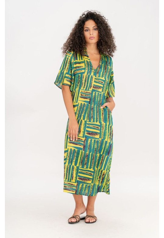 GEOMETRIC PRINT LONG DRESS