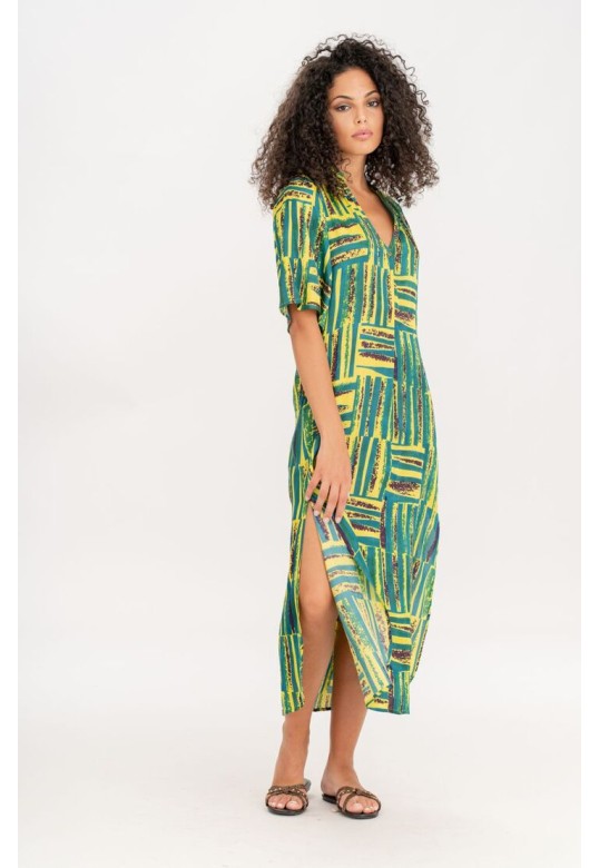 GEOMETRIC PRINT LONG DRESS
