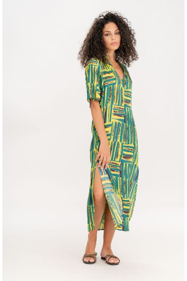 GEOMETRIC PRINT LONG DRESS