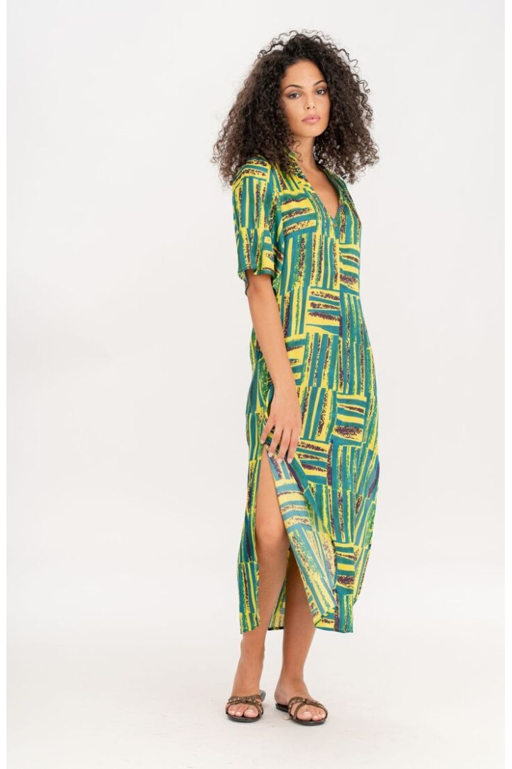 GEOMETRIC PRINT LONG DRESS