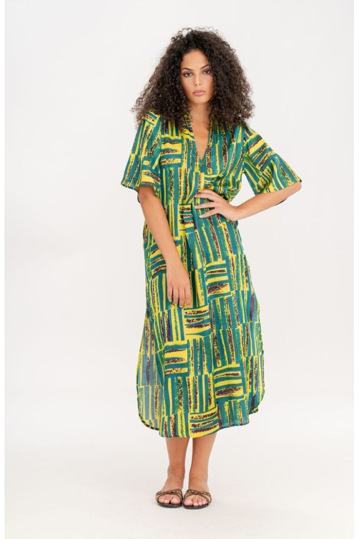 GEOMETRIC PRINT LONG DRESS