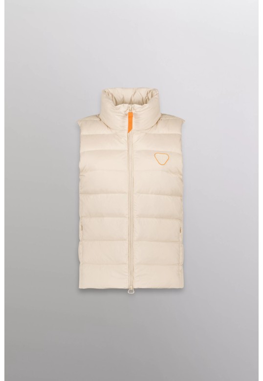 Rosemarie sleeveless padded jacket with stand-up collar beige