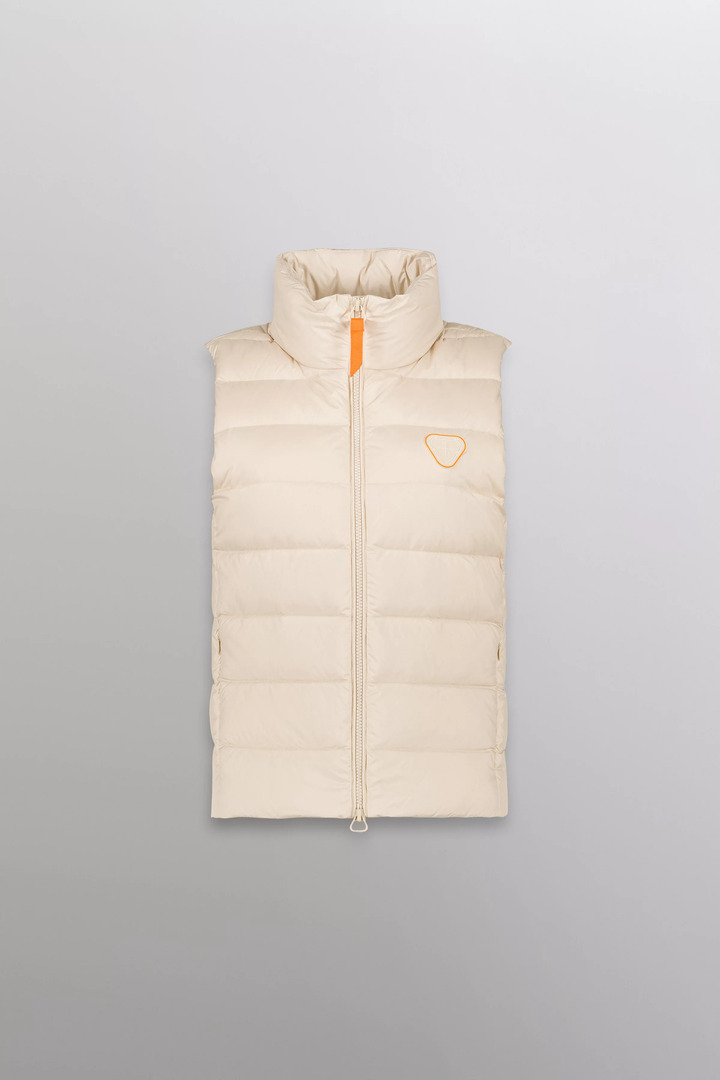 Rosemarie sleeveless padded jacket with stand-up collar beige