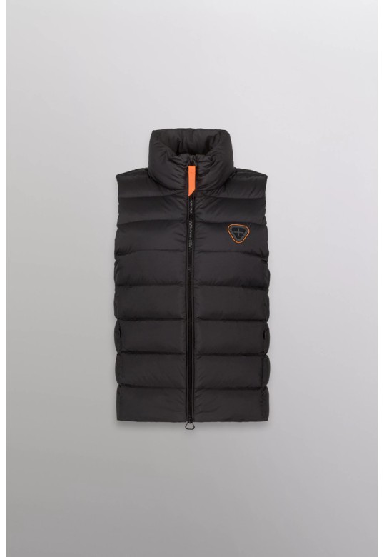 Rosemarie sleeveless padded jacket with stand-up collar black