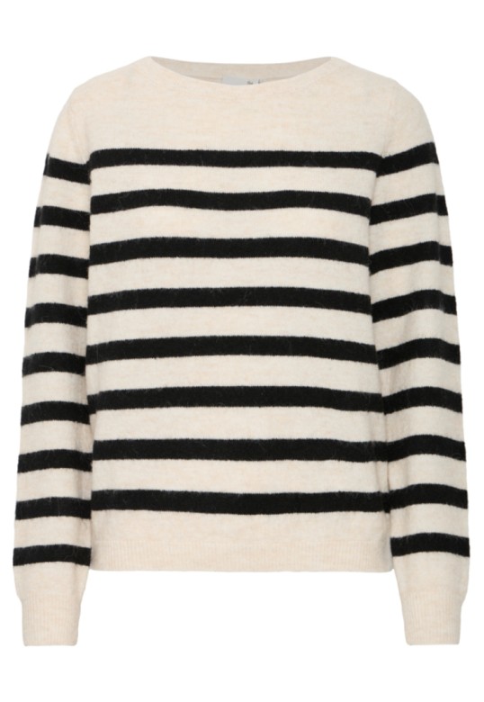 IHLEVONE SWEATER BIRCH BLACK STRIPES