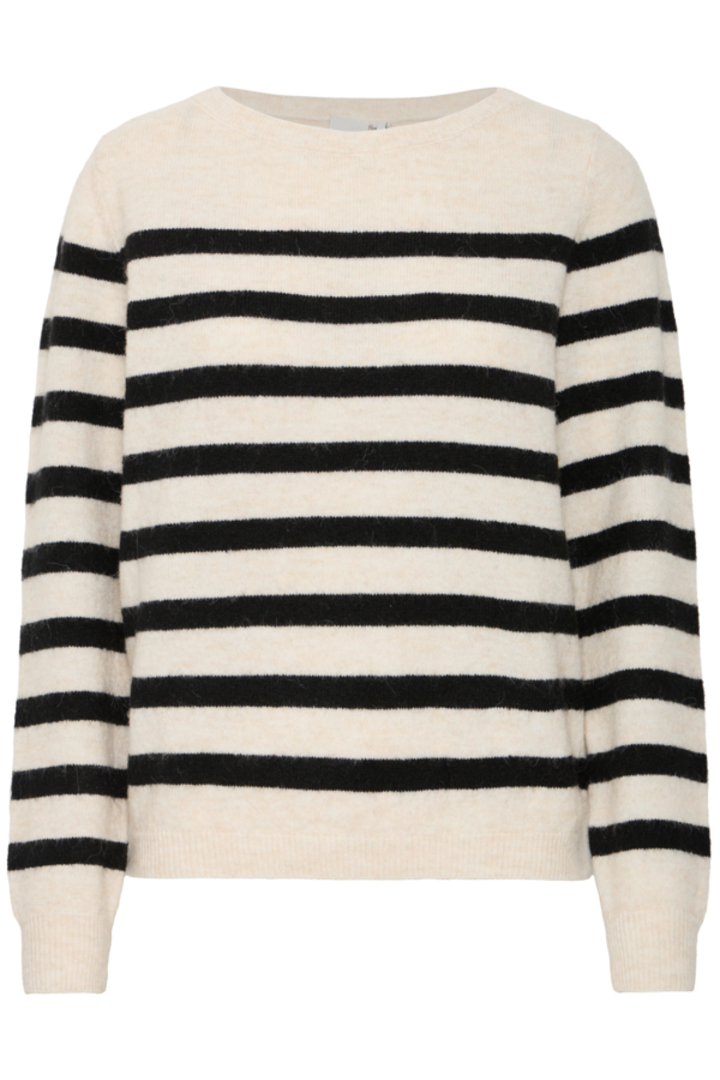 IHLEVONE SWEATER BIRCH BLACK STRIPES