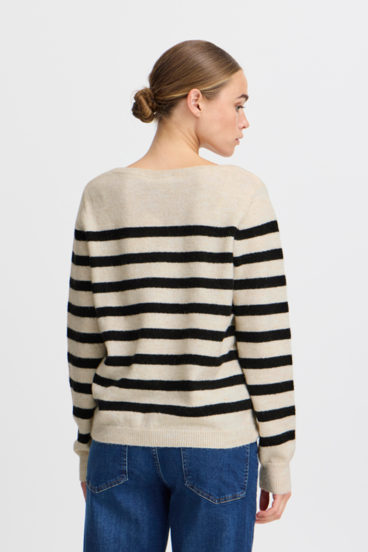 IHLEVONE SWEATER BIRCH BLACK STRIPES