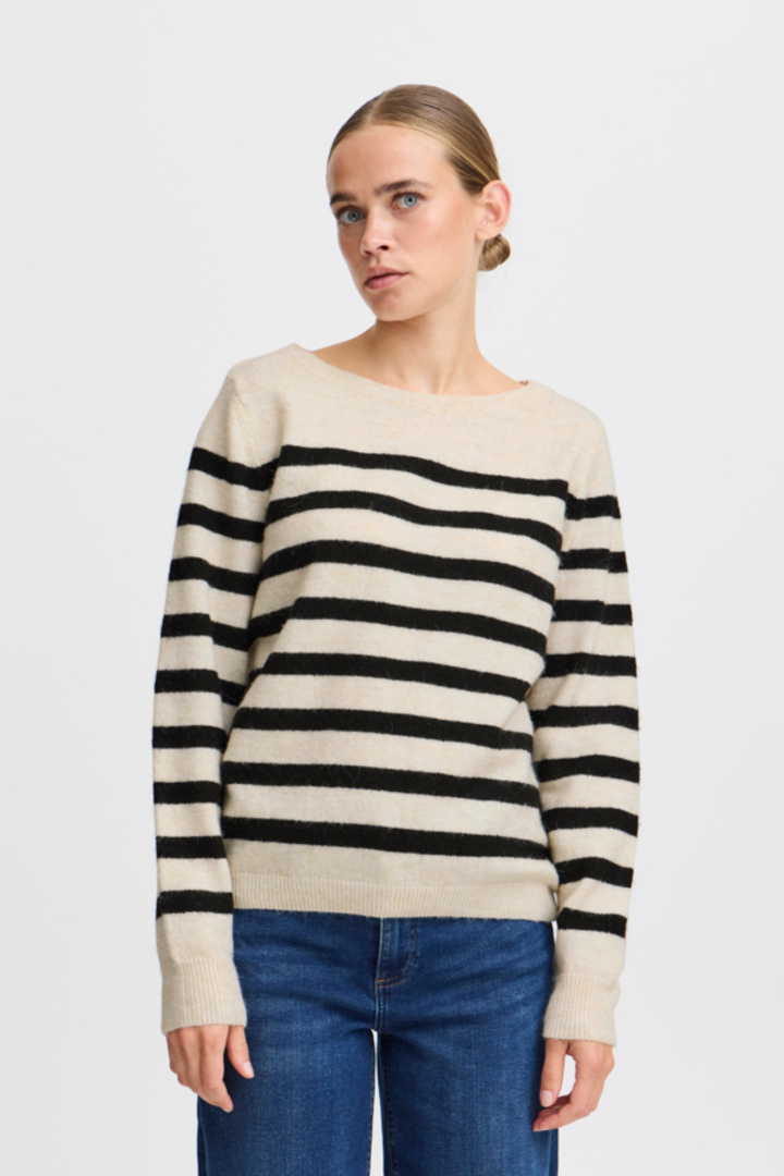 IHLEVONE SWEATER BIRCH BLACK STRIPES