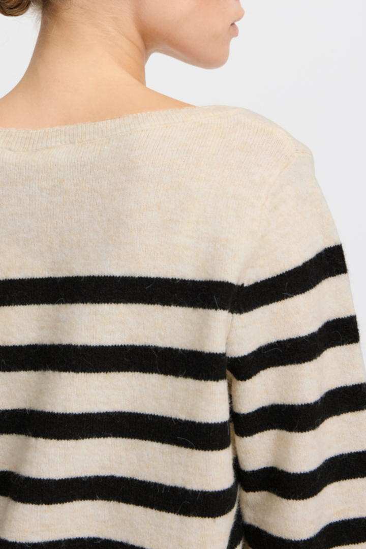 IHLEVONE SWEATER BIRCH BLACK STRIPES