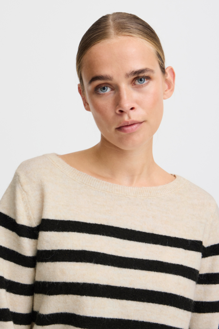 IHLEVONE SWEATER BIRCH BLACK STRIPES