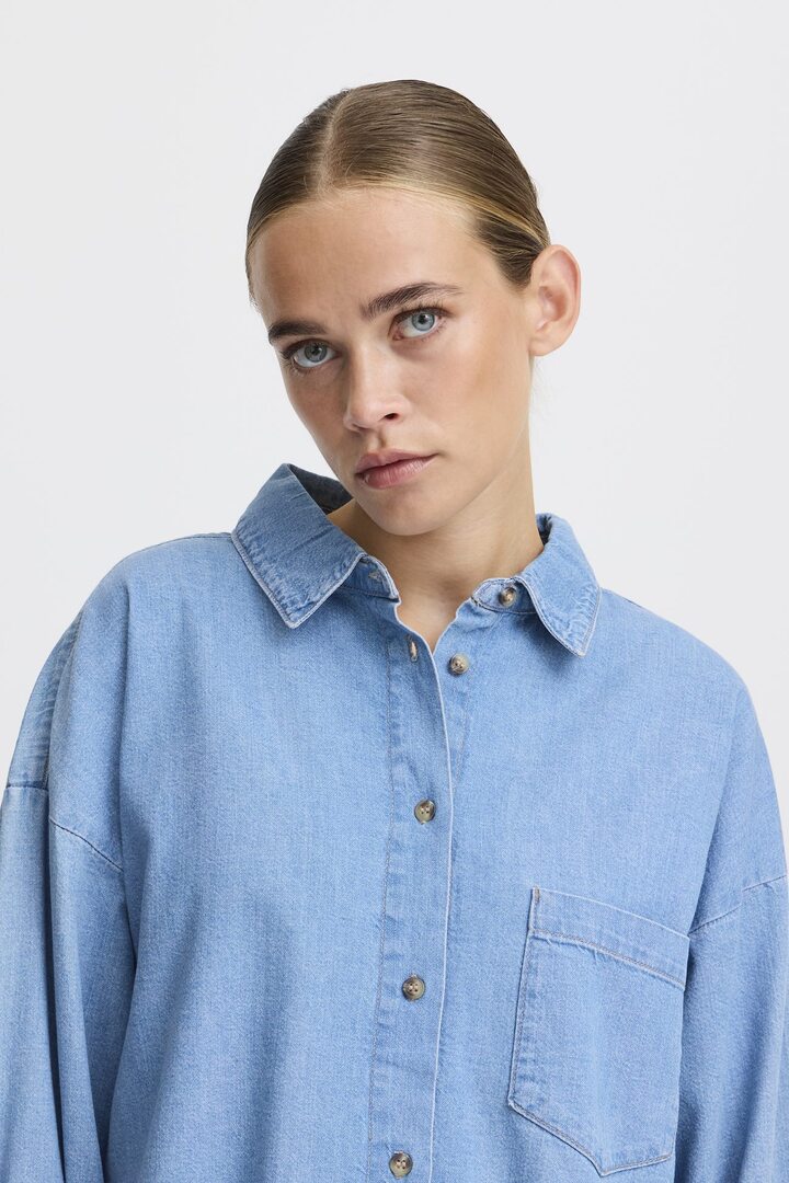 IHDIVER SHIRT WASHED BLUE DENIM