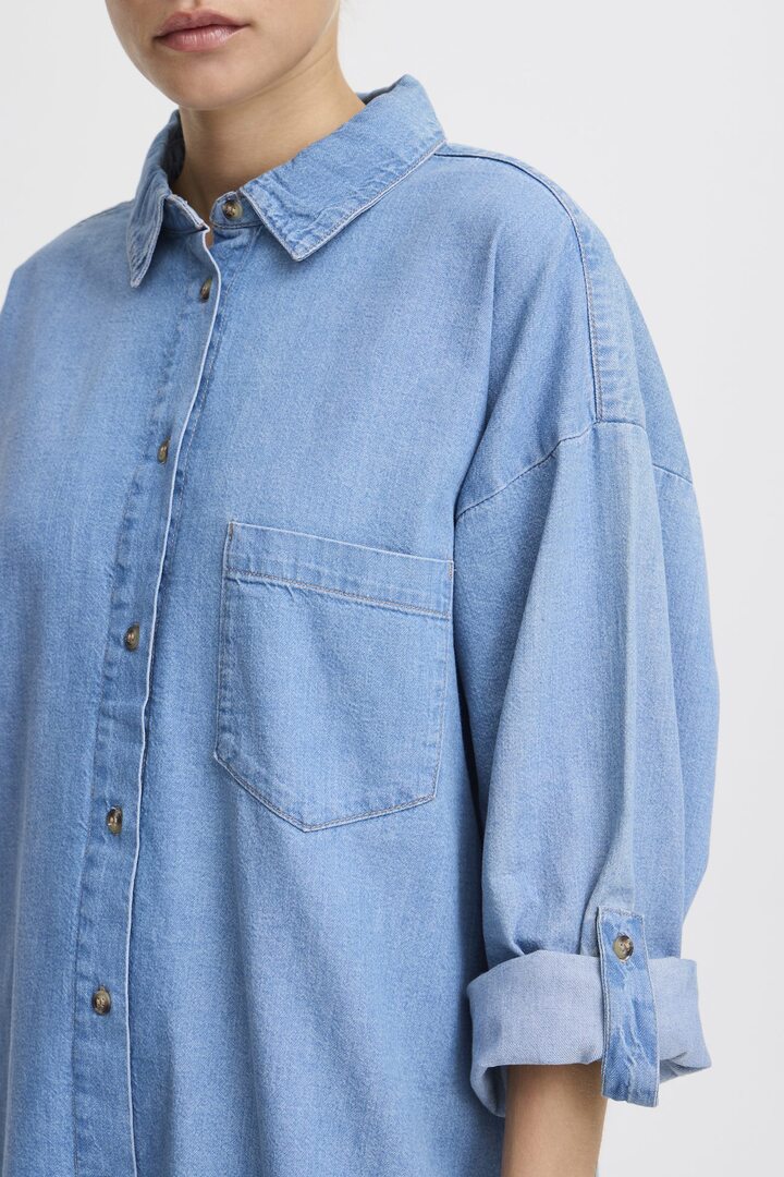 IHDIVER SHIRT WASHED BLUE DENIM