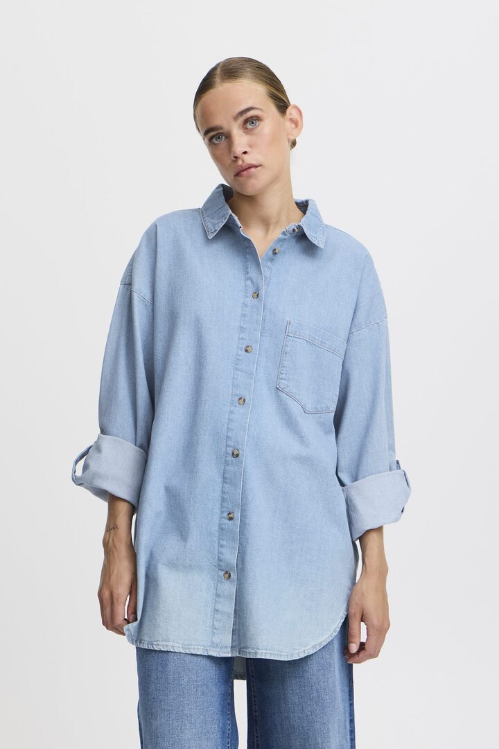 IHDIVER SHIRT WASHED BLUE DENIM