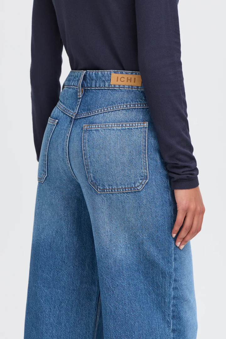 IHPAMALA WIDE-LEG CROPPED DENIM DARK BLUE
