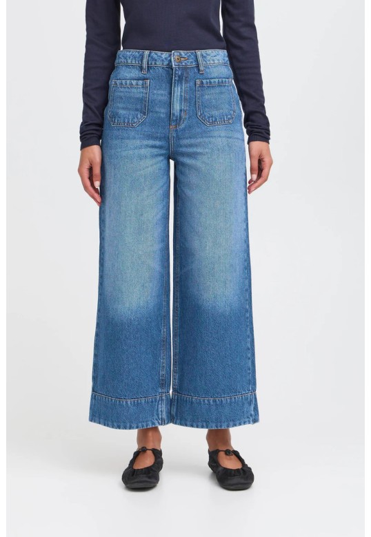 IHPAMALA WIDE-LEG CROPPED DENIM DARK BLUE