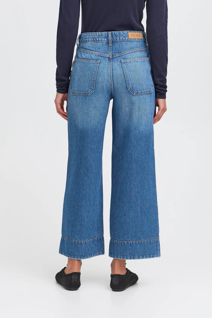 IHPAMALA WIDE-LEG CROPPED DENIM DARK BLUE