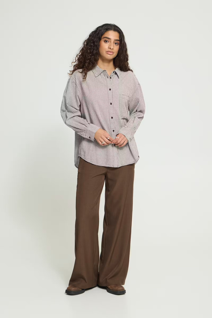 IHFEJA Shirt Chicory Coffee Check / Brown