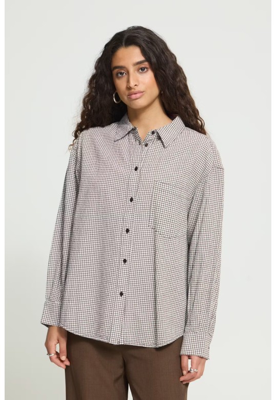 IHFEJA Shirt Chicory Coffee Check / Brown