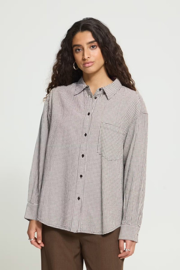 IHFEJA Shirt Chicory Coffee Check / Brown