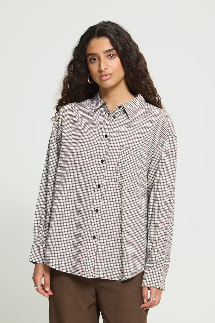 IHFEJA Shirt Chicory Coffee Check / Brown