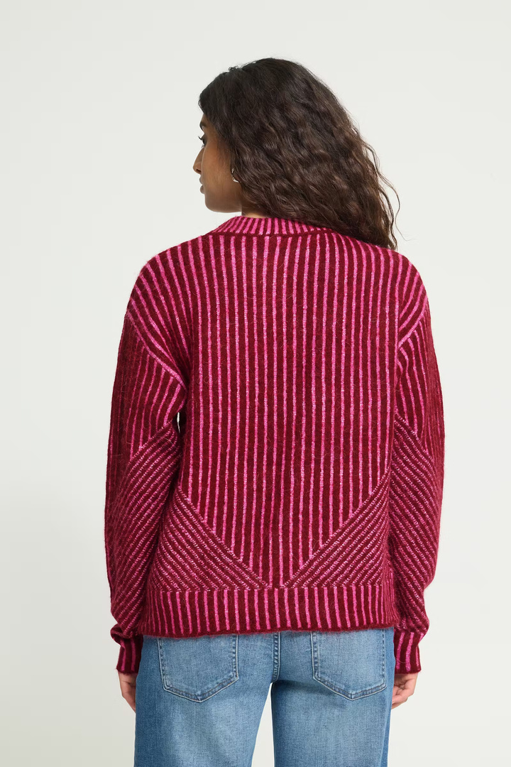 HKAMARA Knit Rhododendron Pink Stripe / Red