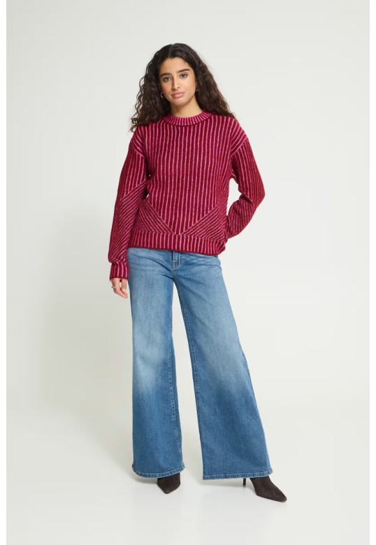 HKAMARA Knit Rhododendron Pink Stripe / Red