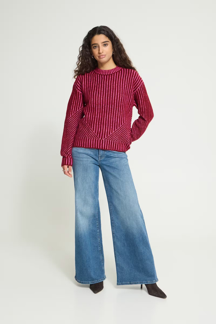 HKAMARA Knit Rhododendron Pink Stripe / Red