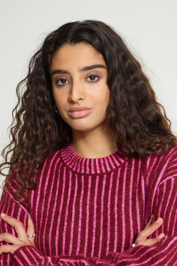 HKAMARA Knit Rhododendron Pink Stripe / Red