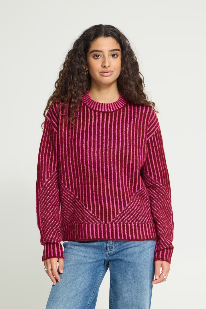 HKAMARA Knit Rhododendron Pink Stripe / Red